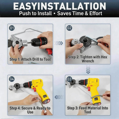 Pro Grade Workhorse Electric Drill Plate Cutter With Dual Wheel Metal Nibbler Attachment, sheet metal cutter tool attached to drill