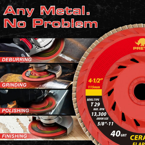 Ceramic Flap Discs for Angle Grinder 4 1/2 Inch 5/8-11 Type 29 Beefy Heavy Duty Grinding and Sanding Discs 40/60/80/120 Grit