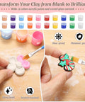 Decorating clay pieces with 8 Lb Air Dry Clay Kit With 100Ml Gloss Glaze Varnish And 27-Piece Pottery Tools Sculpting Set.