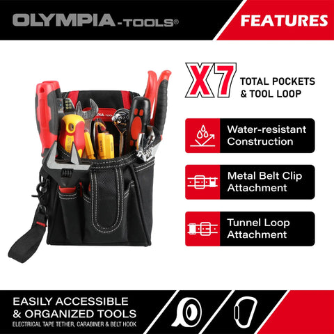 Open Top Tote Tool Bag With Steel Handles And Shoulder Strap 18.5 Inch Black And Yellow 44 Pockets Inside And Outside