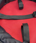 Interior view of Heavy Duty Padded Scuba Regulator Bag With Detachable Shoulder Strap Or Just Carry Handle, showing red lining and straps.
