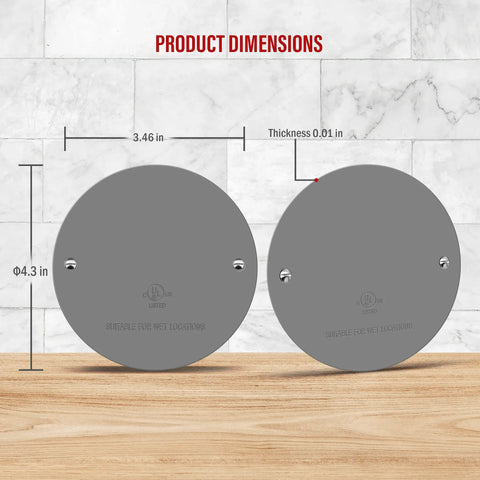 4 Inch Round Weatherproof Blank Wall Plate For Outdoor Use With Gasket, Rugged Stainless Steel Cover, Gray