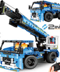 2-In-1 RC Construction Truck And Crane Set For Kids Aged 6 To 14, 401-Piece Build Kit With Easy Remote Control, convert between crane and truck