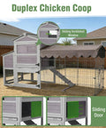 Mobile Chicken Coop With Run Wheels And Waterproof Cover, sliding ventilated window and door, outdoor backyard view