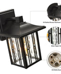 Outdoor Wall Lights Exterior Front Porch Sconce Wall Mount Waterproof Lantern With Water Ripple Glass Black Oil Rubbed Bronze Edges Weatherproof 2 Pack showing aluminum frame and water ripple glass detail