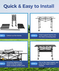 Portable Adjustable Aluminum Camping Table With Built In Storage For Grill BBQ Travel Picnic Beach And Backyard Use assembly steps