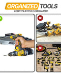 9 Pack Tool Holder Wall Mount For DeWalt 20V And 60V Cordless Tools showing organized drill storage