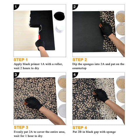 Step-by-step use of Granite Countertop Paint Kit Sand Finish For Kitchen And Bathroom, Long Lasting High Gloss DIY Refinishing Solution