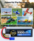 Beefed Up 6S 3300mAh 130C LiPo Battery Ultra Low IR Soft Pack EC5 Connector for RC models with product images.