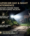 Solar Powered Ultrasonic Deer Repellent Outdoor Deterrent With Motion Sensor Strobe Light That Keeps Rabbits Cats Raccoons Squirrels Out Of Your Garden Yard And Farm Landscaping Protecting Plants In Style 2Pack, solar stake in garden
