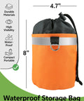 Ultra Slick Arborist Throw Line Kit With 164ft High Strength Rope Reinforced Throw Weight And Reflective Waterproof Storage Bag highlighted with features on image