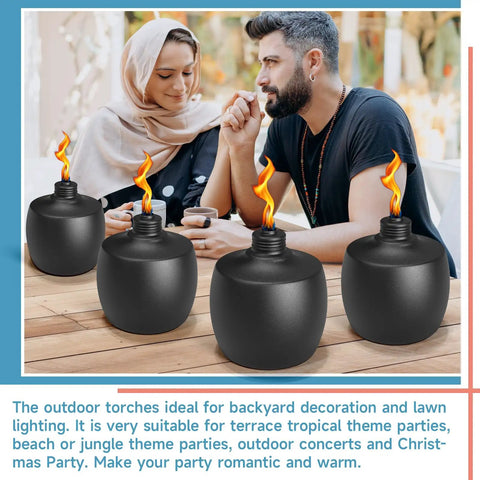 Citronella Tabletop Torches Six Pack For Outdoor Vibes, 21.5 Oz Metal Oil Burners With Fiberglass Wick, ideal for yard patio