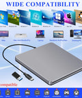 USB C External SuperDrive For Mac Slot In DVD RW Drive Aluminum Space Grey Compatible With Apple MacBooks Desktops Ultra Slim Aluminum Casing With Fingerprint Resistant Finish And Easy Plug And Play USB C Connection, front view