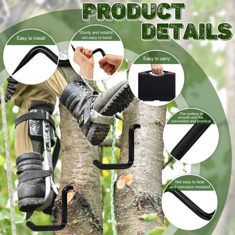 Person using 16 Pack 4 Inch Screw In Tree Steps For Hunting Heavy Duty Tree Climbing Gear With Self Tapping Screws Non Slip Knurling