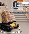 Huge Load Power Lift: Electric Stair Climbing Dolly with 360 Degree Turns transporting heavy cement bags, navigating stairs.