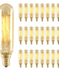 Old School Glow Nostalgic 25 Watt Edison T6 Bulb With Vintage Filament, E12 Candelabra Base, Pack Of 25 Mini Bulbs