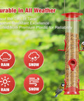 2 Pack Outdoor Bird Feeders With 6 Feeding Ports Heavy Duty Tube Clear Weatherproof And Water Resistant shown with birds
