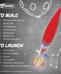 Hands On Intermediate Model Rocket Kit For Ages 10 And Up With Parts Decals Recovery Parachute And Easy To Follow Step By Step Instructions Kid Friendly And Ready For Safe Fun Flights illustration with rocket and tools list.