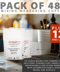5 Quart Plastic Mixing Cups Kit With 48 Pack And 12 Lids For Liquids, Automotive Paint, Epoxy Resin, And Arts And Crafts displayed