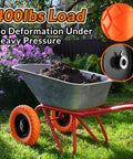 Flat Free 16 Inch Wheelbarrow Tire And Wheel Set Puncture Proof Solid 4.8 4.0 8 Tire Fits 5/8 And 3/4 Bearing 400 Lb Load