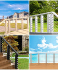 Heavy Duty 40 Pack 1/8 Invisible Cable Railing Kit T316 Stainless Steel Hardware For Solid Outdoor Deck Framing in various settings.