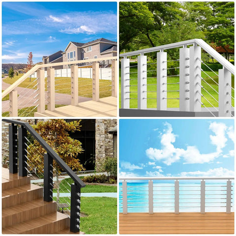 Heavy Duty 40 Pack 1/8 Invisible Cable Railing Kit T316 Stainless Steel Hardware For Solid Outdoor Deck Framing in various settings.