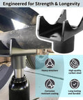 Beefy Heavy Duty Bottle Jack Axle Adapter Lifting Saddle Cradle for 2 to 4 Inch Axles, Alloy Steel, shown lifting an axle