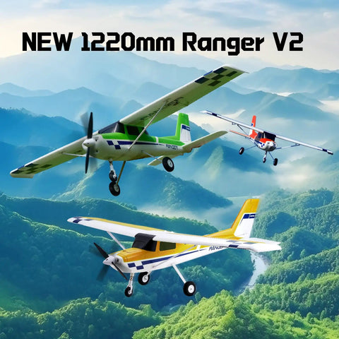 Ranger 1220mm Beginner RC Plane For Adults, No Brainer Easy To Fly, Stable Reflex Green Remote Control Airplane over mountains