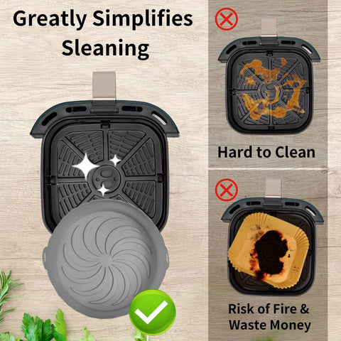 Round Silicone Air Fryer Liners For AF101 Compatible Fryers Reusable Dishwasher Safe Liners prevent burnt food and sticky residue