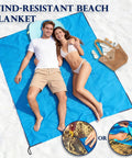 Couple on Sandproof Waterproof Pocket Picnic Blanket With Corner Pockets And Stakes Ultra Compact Quick Dry Beach Mat