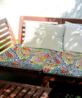 8 Pcs Paisley Patio Sofa Cushion Covers Set Stretchy Replacement Slipcovers For Outdoor And Indoor Cushions Fits 20 To 27 Inch Cushions 2 To 7 Inch Thick on a wooden bench