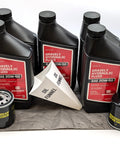 Five Quart 20W50 Hydraulic Change Kit Pro Grade With Two Filters Compatible With Hydro Gear 72750 Transaxles ZT 2800 Through ZT 3800 Includes Oil Absorbent Pad And Oil Funnel.