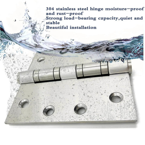 Image of Stainless Steel 4 Inch Door Hinges Set, Heavy Duty Ball Bearing Exterior And Interior Hinges with moisture illustration