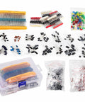 1400 Piece Electronics Component Kit With LEDs Diodes Resistors Electrolytic And Ceramic Capacitors Transistors For Arduino And DIY Projects All In One Starter Assortment Sweet For Beginners And Makers displayed on white background