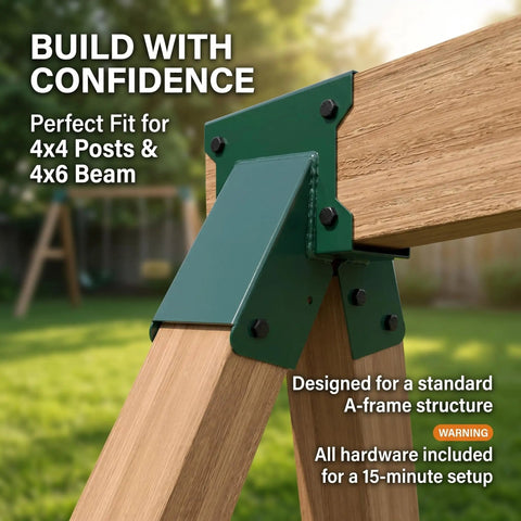 Heavy Duty A Frame Swing Set Bracket Kit 2 Piece Wood Swing Hardware For Outdoor Playsets Built To Last With Rust Resistant Finish Sturdy Steel Mounting Brackets Easy Install Includes Full Assembly Hardware For Backyard Fun