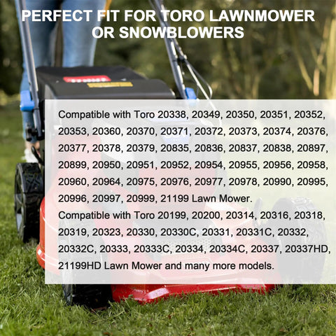 Person using lawnmower compatible with 4 Pack Handle Knob And Screw Bolt Washer Kit For Lawn Mowers Snow Blowers And Recycler TimeMaster Replacement Parts Includes 92 2260 106 4161 107 3844 117 5976 Value Pack Fits Various Models on grass