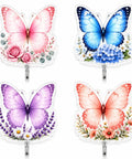 4 Pack Butterfly Adhesive Wall Hooks Featuring Real Pretty Floral Garden Motifs Super Strong Peel And Stick Acrylic Hooks, 2.36 inches
