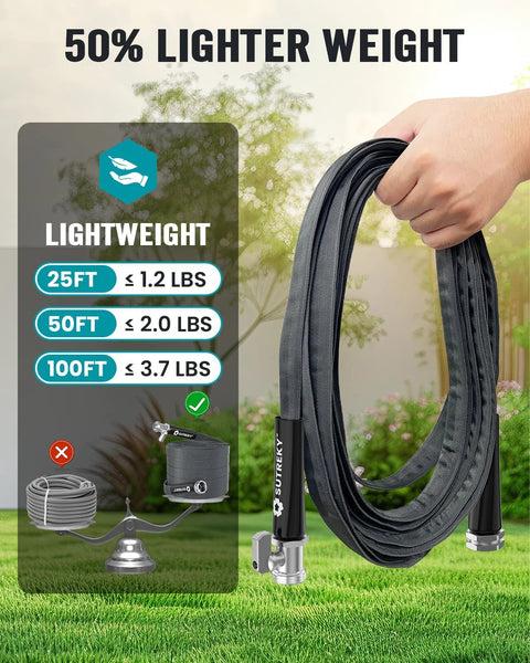 Garden hose 50ft, black, ultra-light with kink-free design and spray nozzle (SUTREKY)