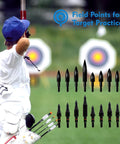 Archery practice scene with twelve 150 grain 5 16 inch screw in archery arrow tips with 8 32 thread CNC precision field points