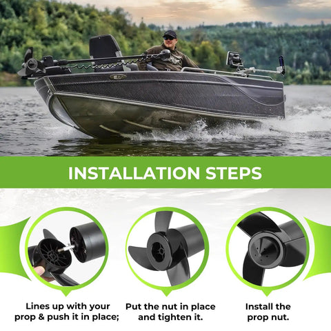 3-Blade Trolling Motor Propeller With Aluminum Nut For MotorGuide XI3 XI5 installation steps guide on boat in water