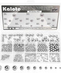 650 Piece 304 Stainless Steel Bearing Balls Set 1mm To 8mm Assortment Kit shown in labeled compartments