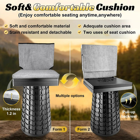Heavy Duty Collapsible Stool With Backrest And Extra Thick Cushion 1000lbs Max Portable Folding Outdoor Chair features and design