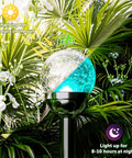 Solar Outdoor Cracked Glass Ball Lights Color Changing Garden LEDs for Path Patio Yard 3 Pack glowing in garden