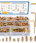 Heavy Duty Carbon Steel Threaded Wood Insert Kit 151 Piece M6 M8 M10 Screw In Set With Hex Wrenches in storage box.
