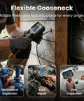 Rock Solid Two Way Articulating Borescope With Bright Led Lamp and Kickass Flexible Snake Cable For Gritty Under Car Engine Diagnostics featuring flexible gooseneck for various inspections.
