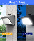 120-277VAC Photocell Sensor System For Dusk To Dawn, auto light switch on wall, showing day off and night on feature
