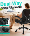 Ergonomic Breathable Mesh Desk Chair With Adjustable Lumbar Support And Flip Up Armrests in office setting