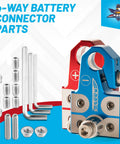 Lead Acid Battery Terminal Clamps Set For Positive And Negative Posts With SAE DIN EN Tapered Top Posts Four Way Connectors