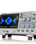SDS1104X-E 100MHz 4-Channel Digital Oscilloscope With Standard Decoders I2C SPI UART RS232 CAN LIN, angled view with display on