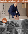 Fold Down Teak Shower Seat Wall Mount With Legs, Space Saving Shower Bench For Small Bathrooms in safe bath comparison